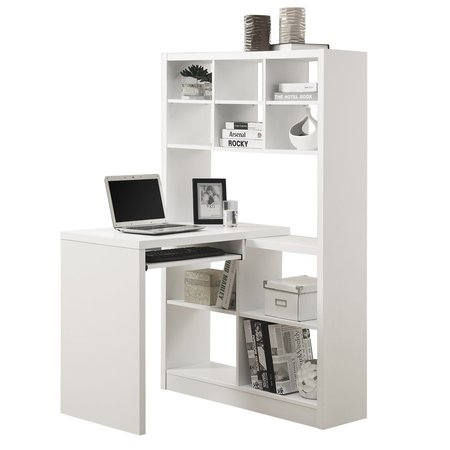 MONARCH SPECIALTIES Computer Desk, Home Office, Bookcase, Corner, L Shape, Work, Laptop, Laminate, White I 7022